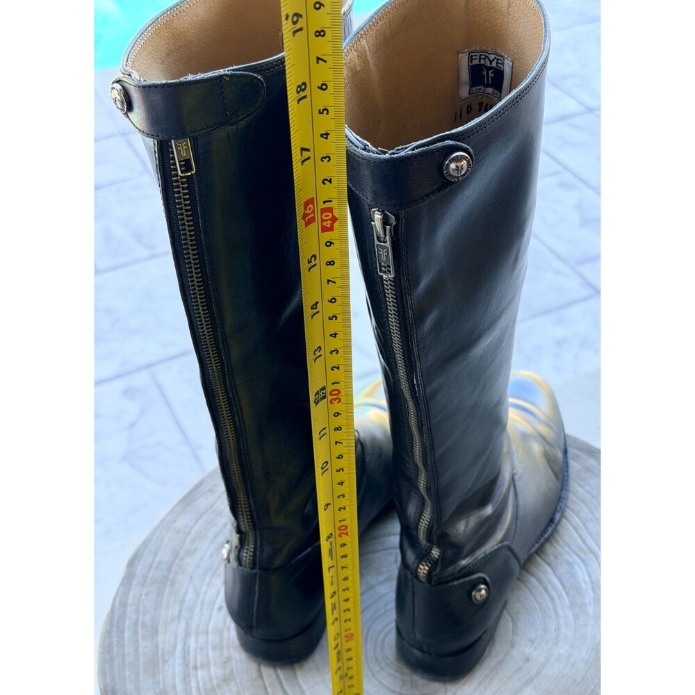 FRYE Melissa Button Back Zip Black Leather Tall Riding Boots Sz 11 76431
